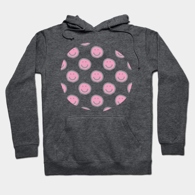 Prism Pink Round Happy Face with Smile Pattern Hoodie by ellenhenryart